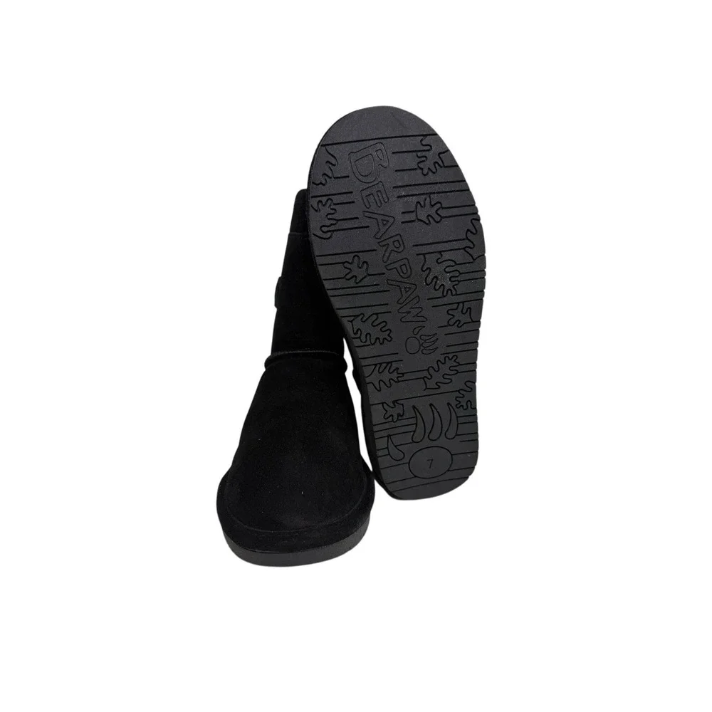 BEARPAW TESSA Boots Black Sheep Fur Women's Size 7 No Box